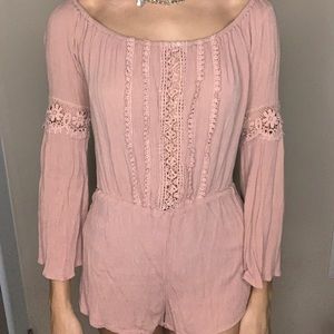 Pink Off Shoulder Romper